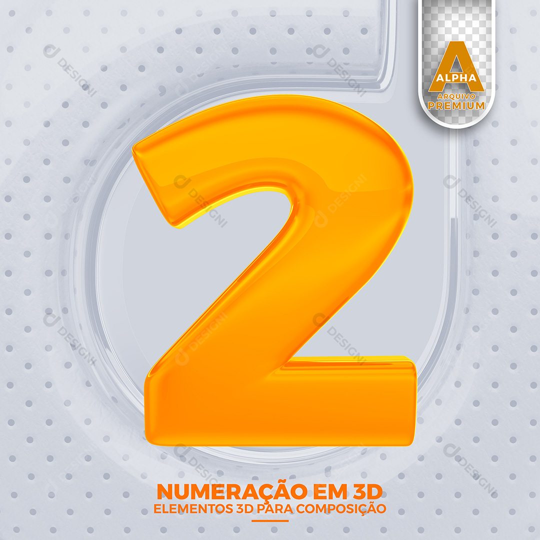 Número 2 Elementos 3D PSD