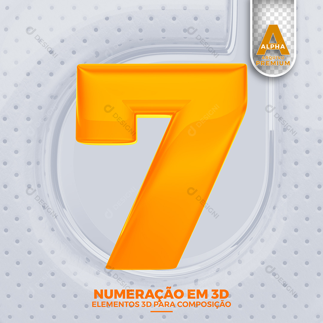 Número 7 Elementos 3D PSD
