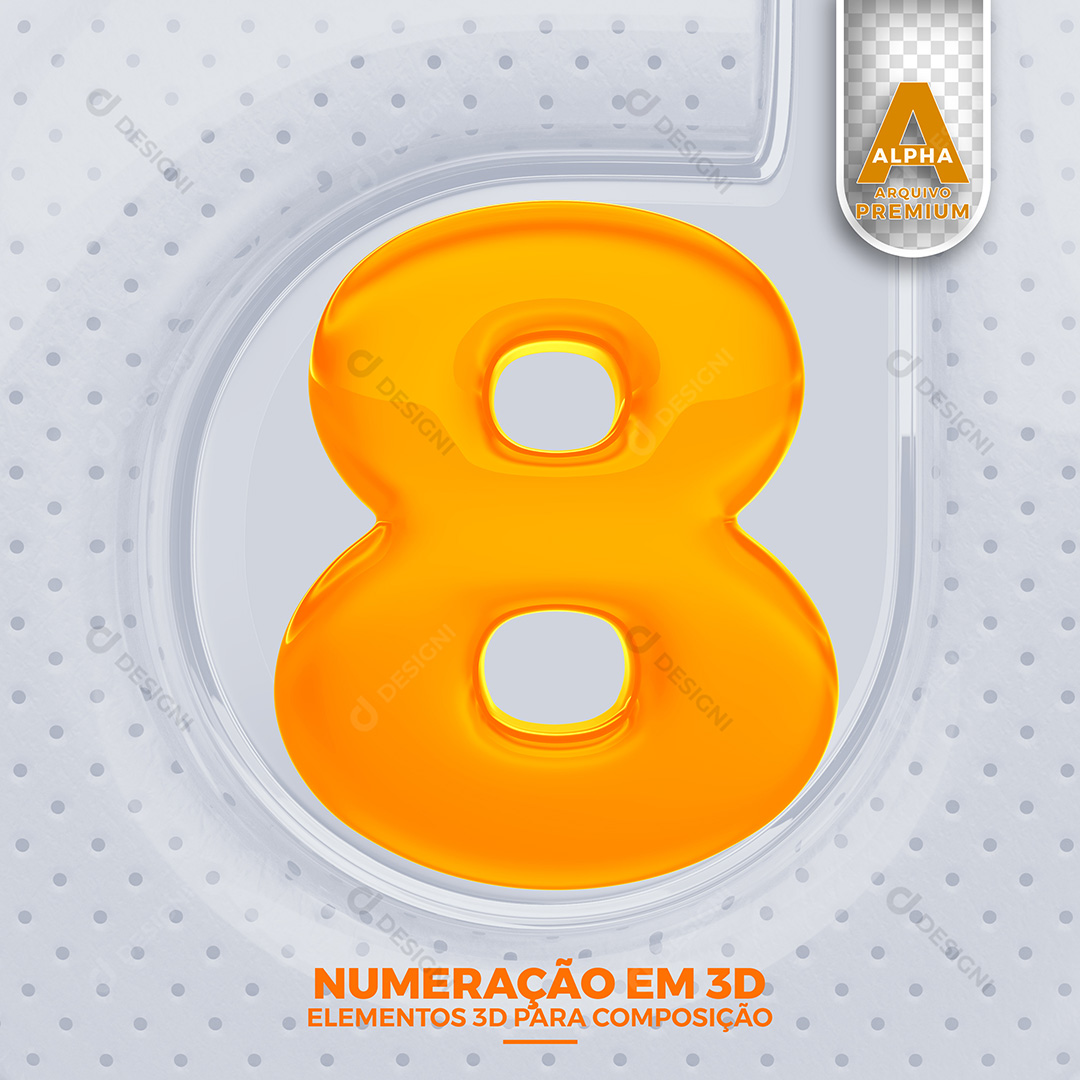 Número 8 Elementos 3D PSD