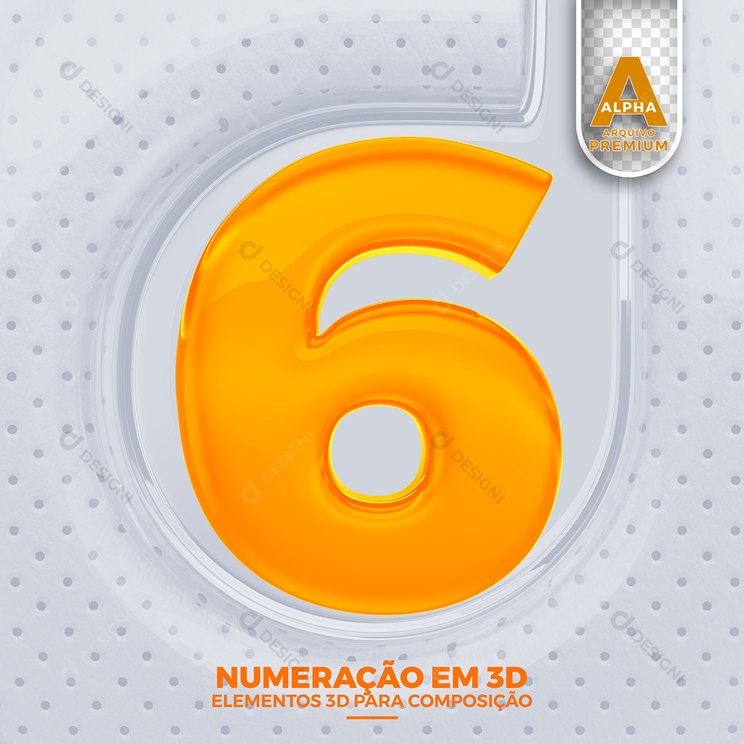 Número 6 Elementos 3D PSD