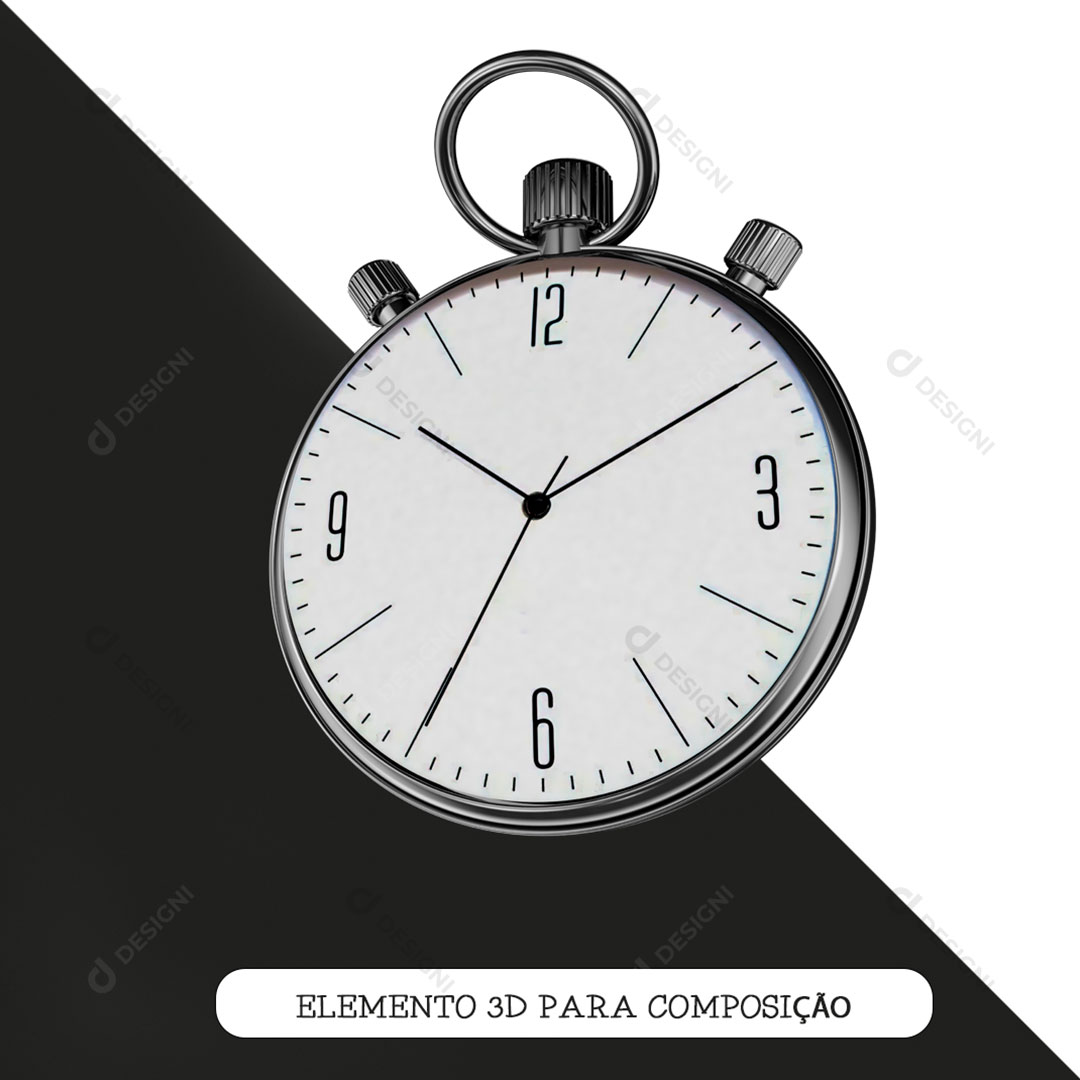 Relógio de Bolso Elemento 3D PNG Transparente
