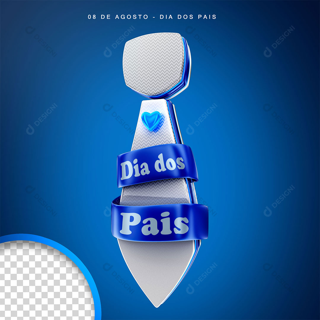 Dia dos Pais Selo 3D Texto Editável PSD + PNG Transparente