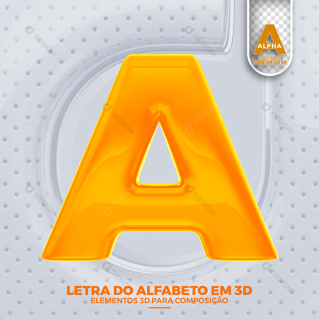 Letra A Alfabeto Elementos 3D PSD