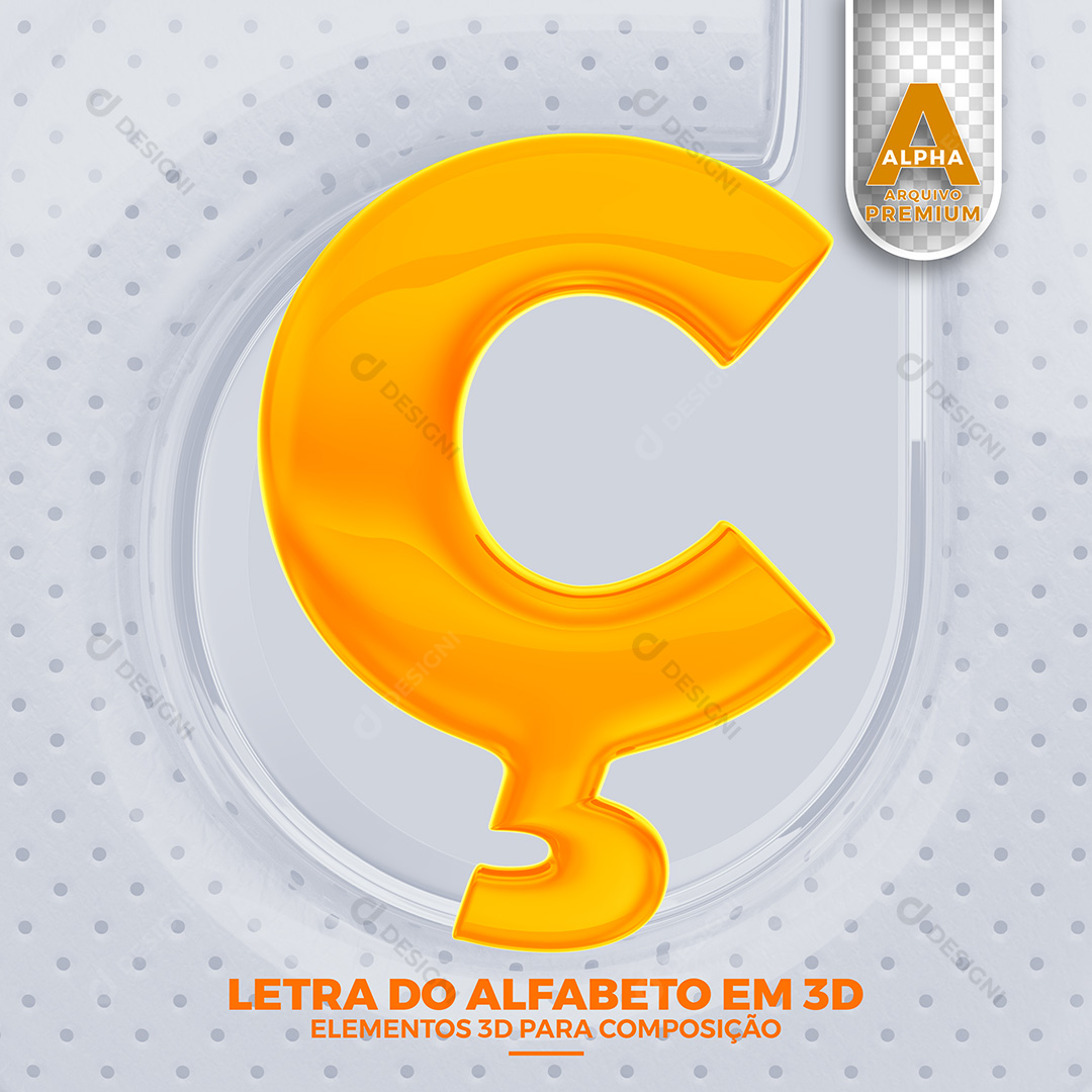 Letra Ç Alfabeto Elementos 3D PSD