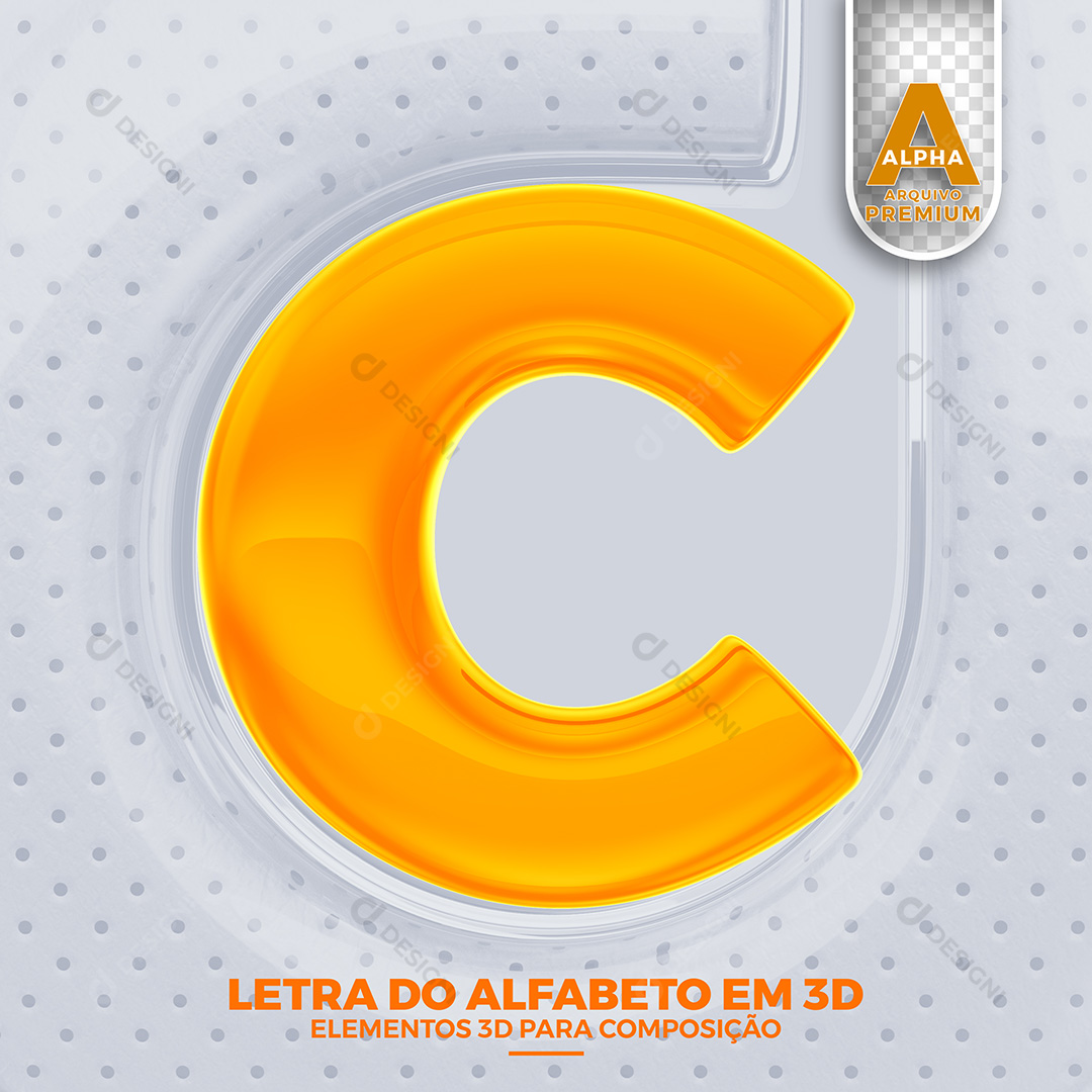 Letra C Alfabeto Elementos 3D PSD