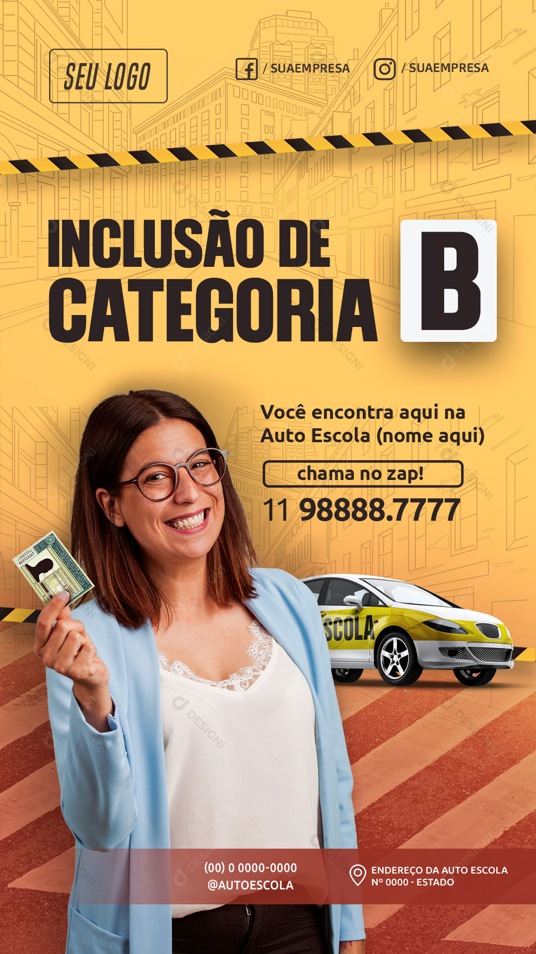 Story CNH Auto Escola Inclusão Categoria B Social Media PSD Editável