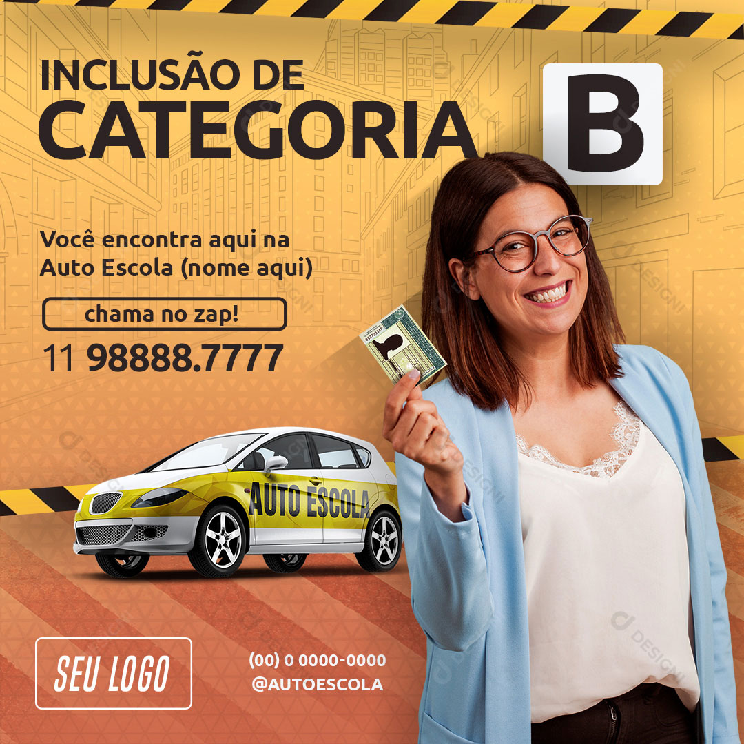 CNH Auto Escola Inclusão Categoria B Social Media PSD Editável