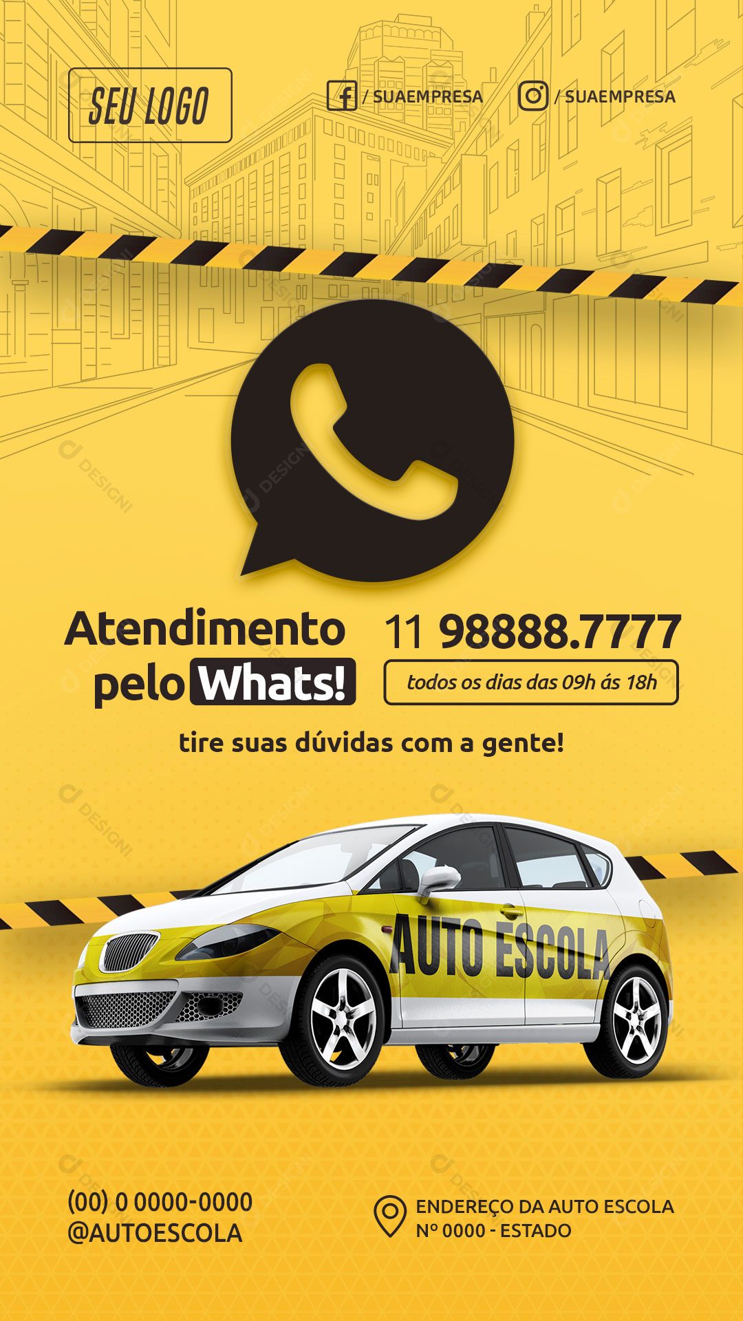 Story CNH Auto Escola Atendimento Pelo WhatsApp Social Media PSD Editável