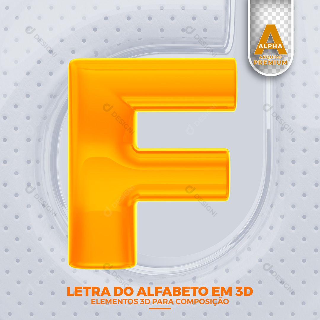Letra F Alfabeto Elementos 3D PSD
