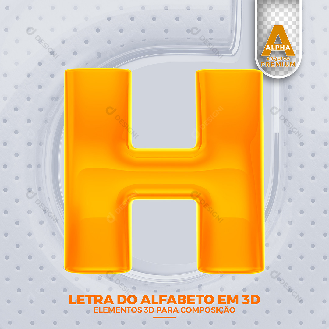 Letra H Alfabeto Elementos 3D PSD