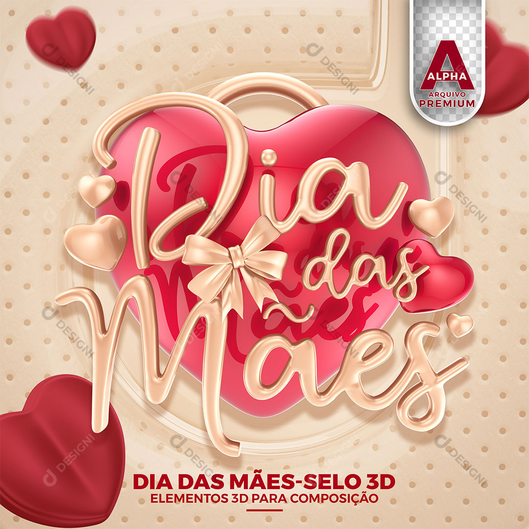 Dia das Mães Selo 3D PNG Transparente
