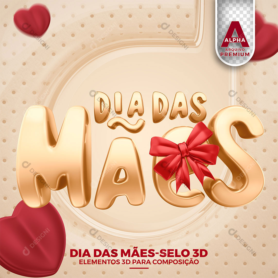 Dia das Mães Selo 3D PNG Transparente