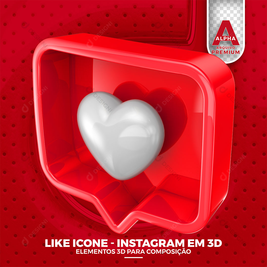 Ícone 3D Like Instagram PNG Transparente Sem Fundo