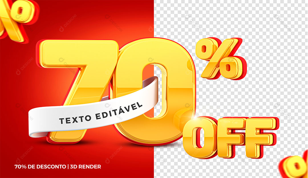 70% Off Elemento 3D Para Composição PSD Editável