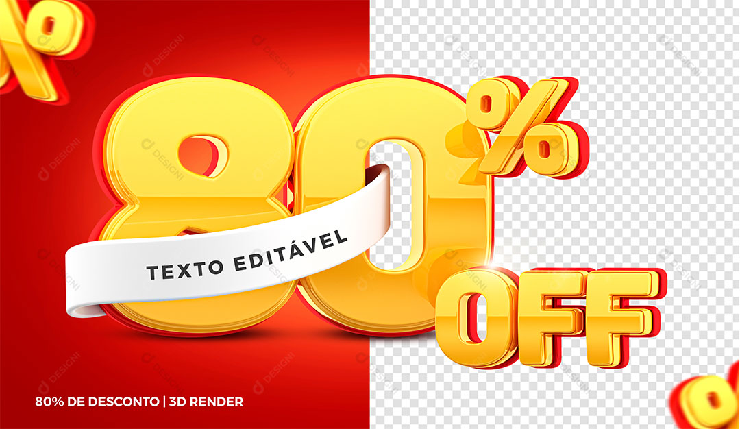 80% Off Elemento 3D Para Composição PSD Editável