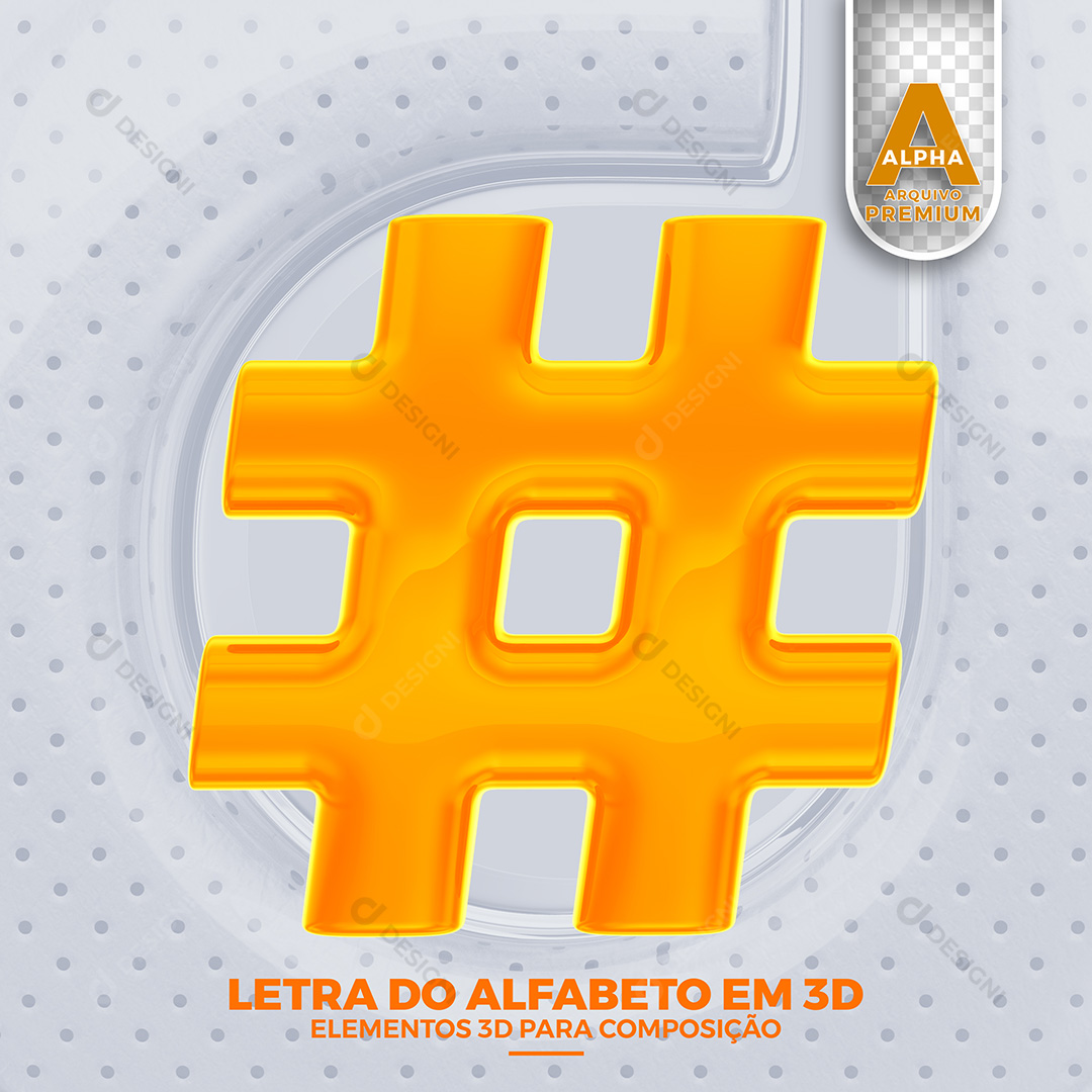 Símbolo Hashtag Elementos 3D PSD