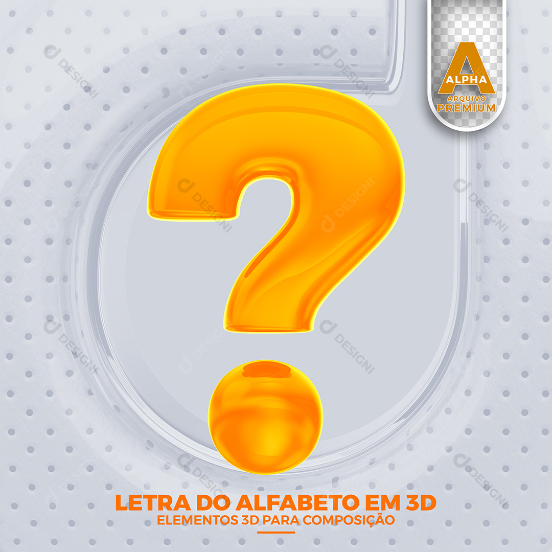 Sinal de Interrogação Elemento 3D PSD