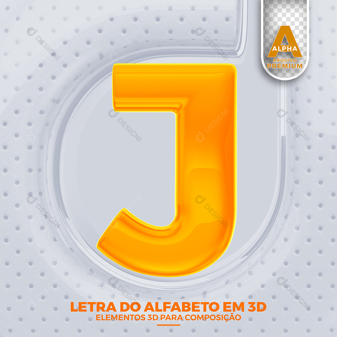Letra J Alfabeto Elementos 3D PSD