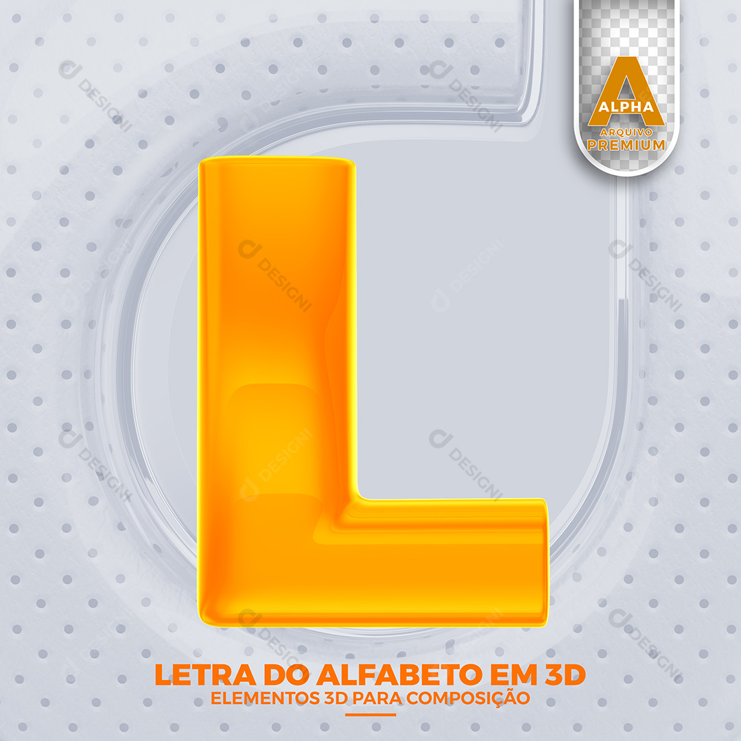Letra L Alfabeto Elementos 3D PSD