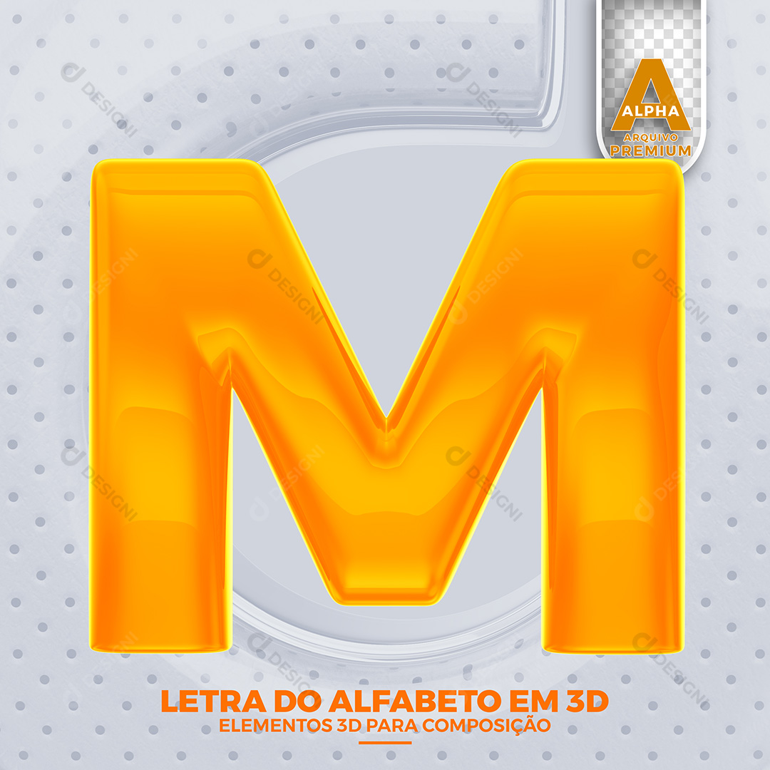 Letra M Alfabeto Elementos 3D PSD