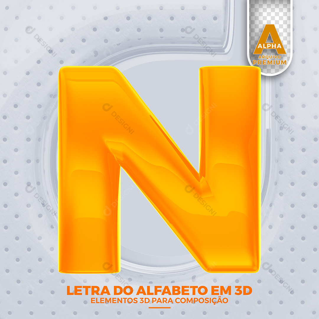 Letra N Alfabeto Elementos 3D PSD