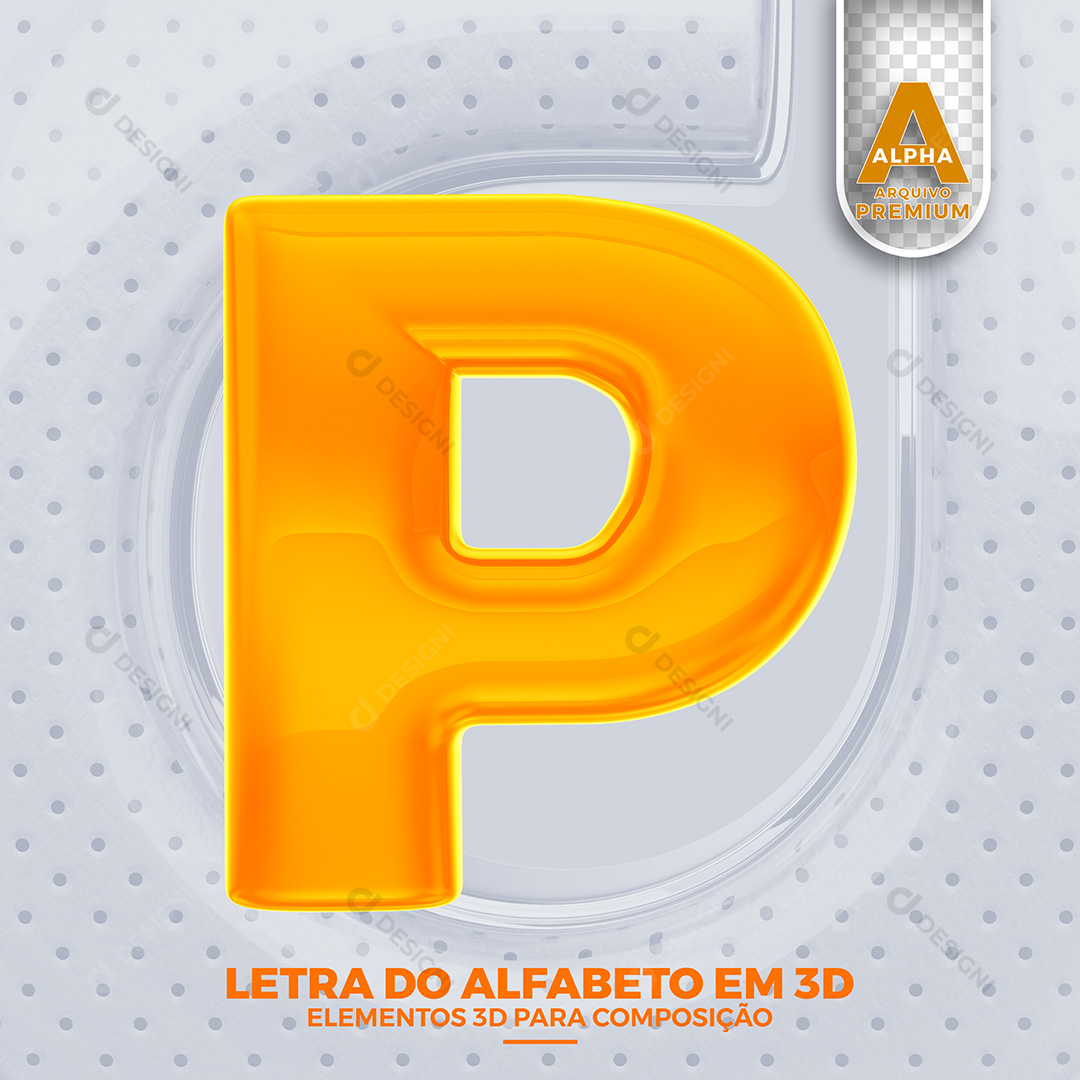 Letra P Alfabeto Elementos 3D PSD