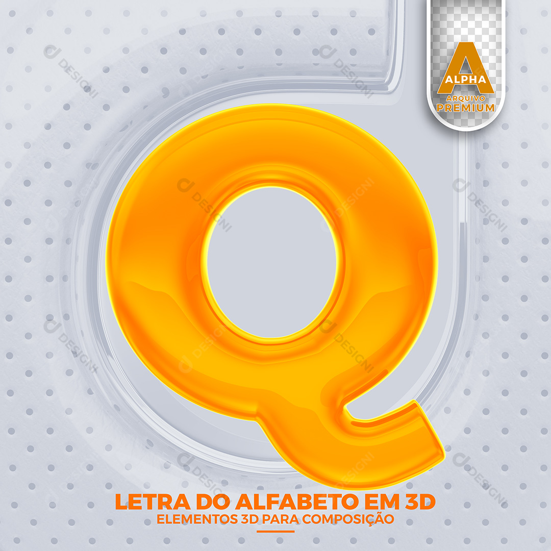 Letra Q Alfabeto Elementos 3D PSD