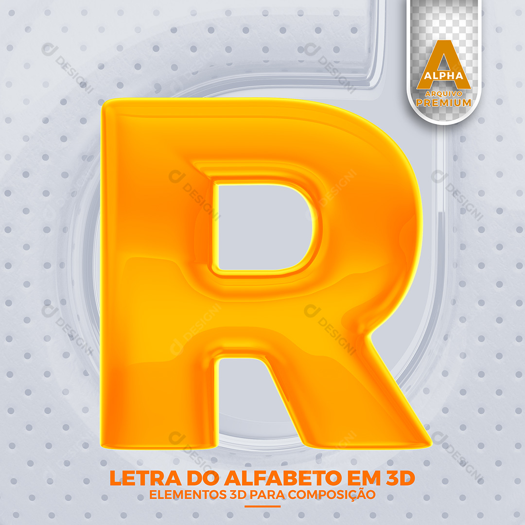 Letra R Alfabeto Elementos 3D PSD