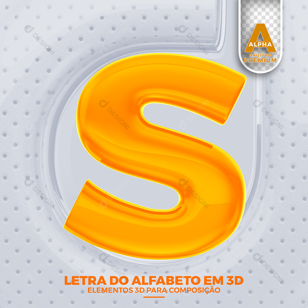 Letra S Alfabeto Elementos 3D PSD