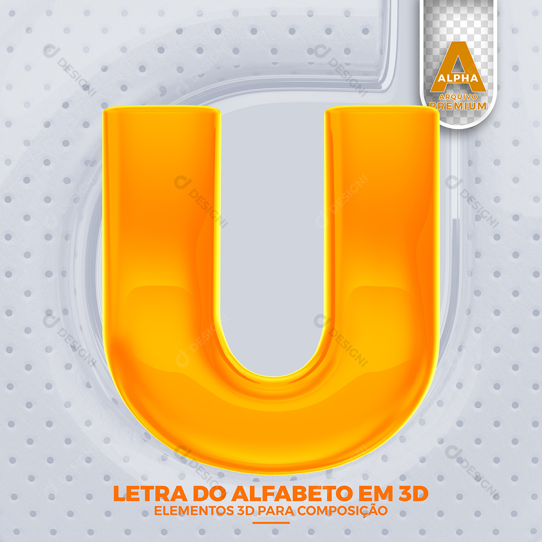 Letra U Alfabeto Elementos 3D PSD
