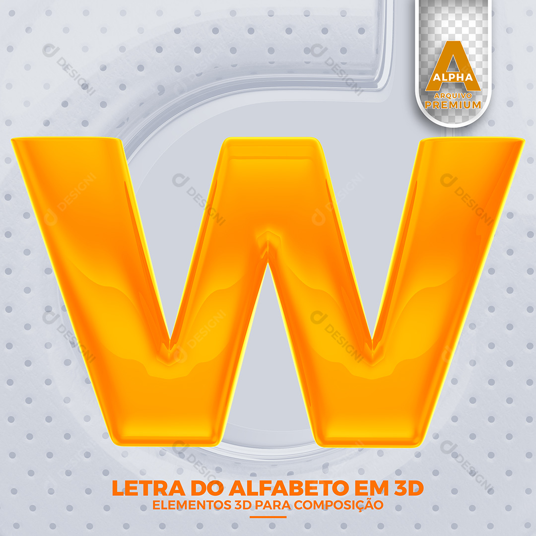 Letra W Alfabeto Elementos 3D PSD