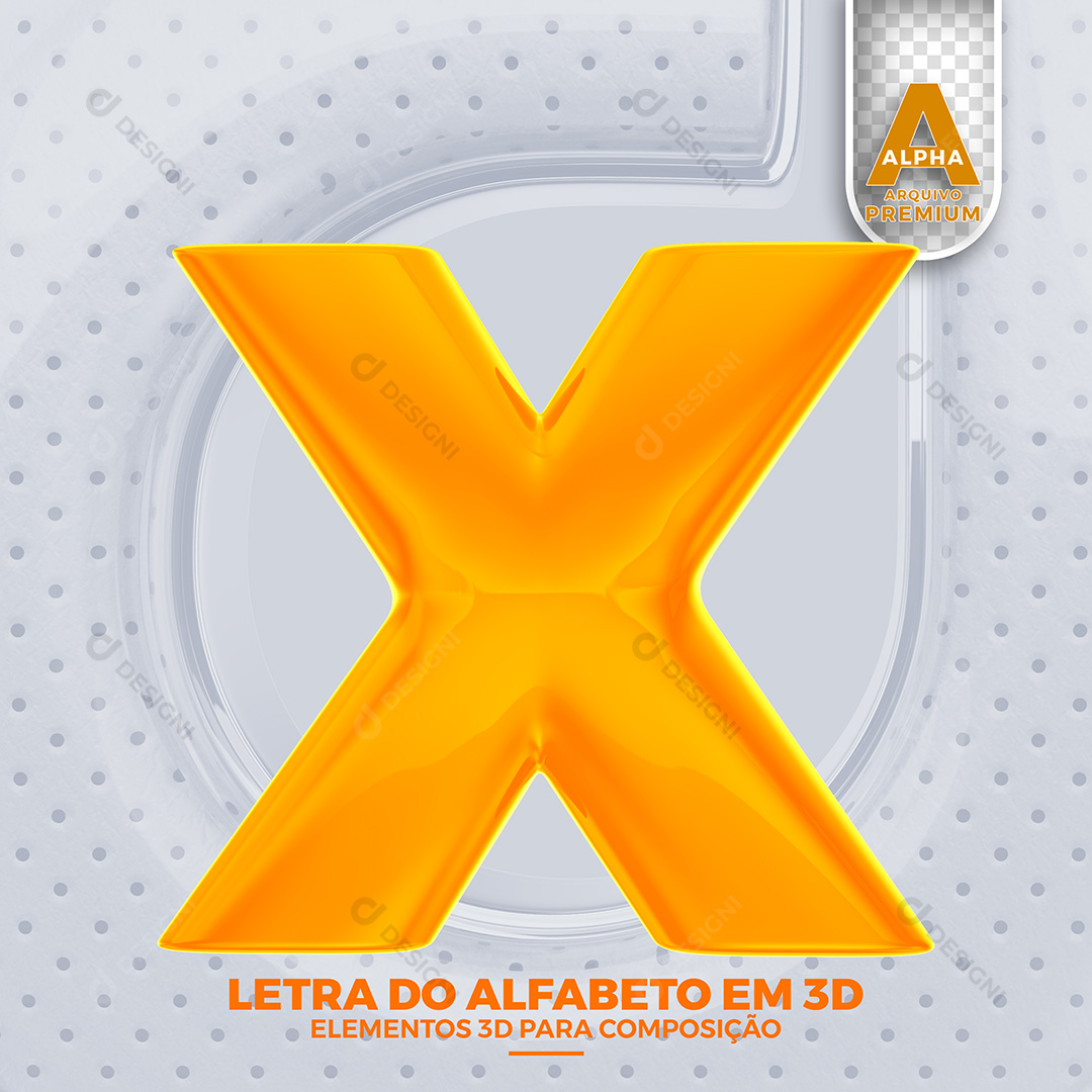 Letra X Alfabeto Elementos 3D PSD