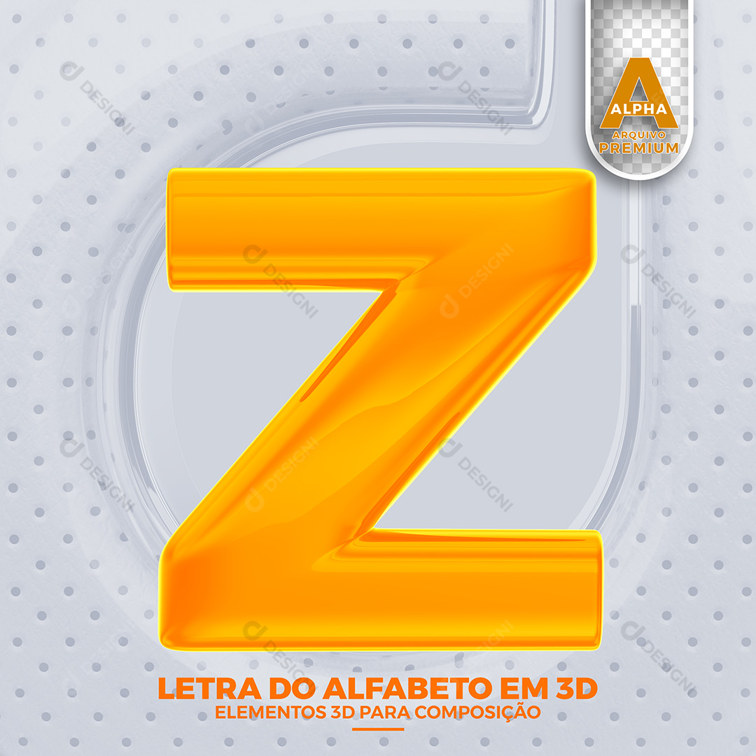 Letra Z Alfabeto Elementos 3D PSD