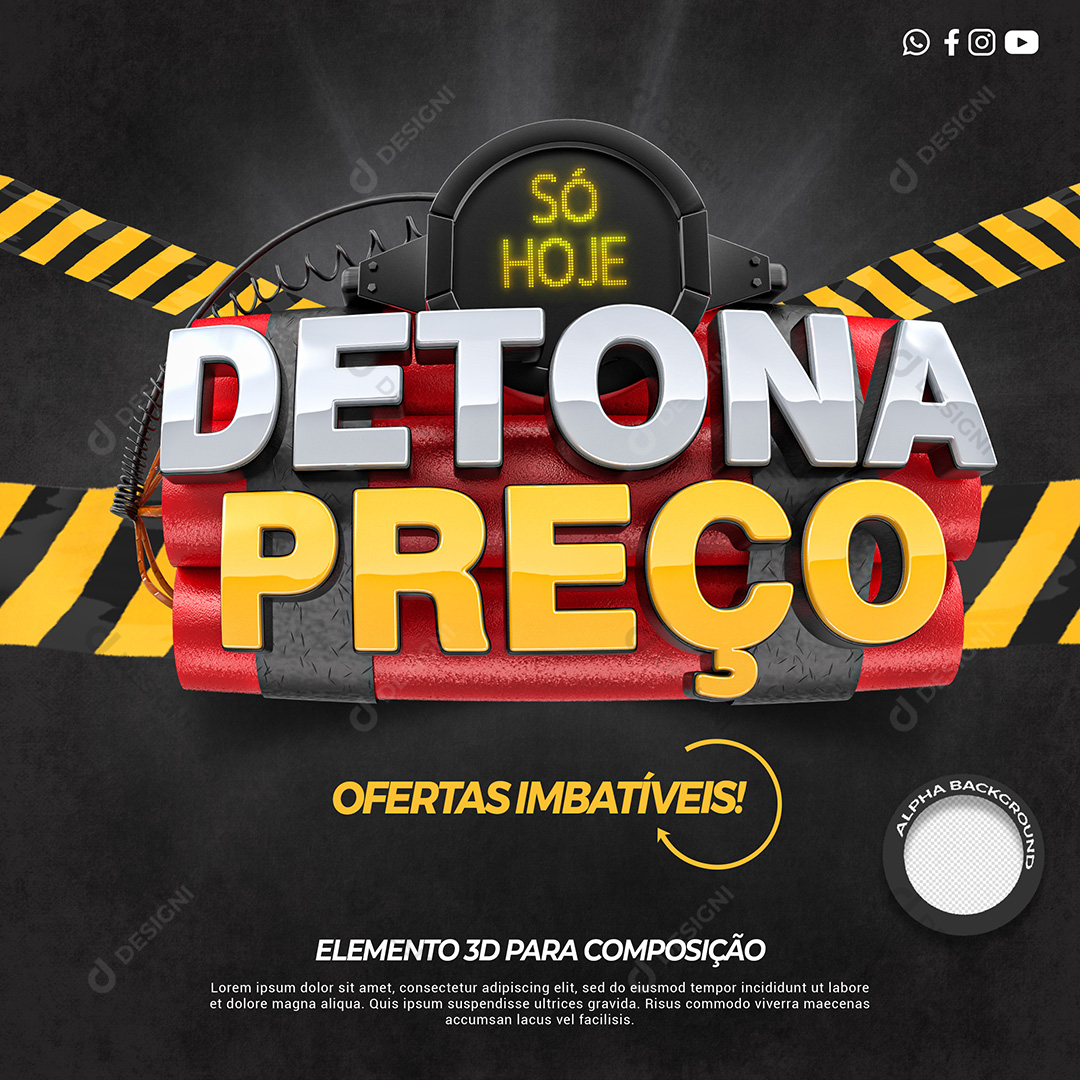 Detona Preço Selo 3D Para Composição PSD Varejo