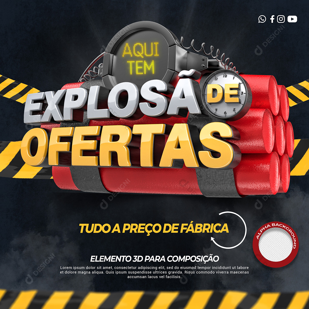 Explosão de Ofertas Selo 3D Para Composição PSD Varejo