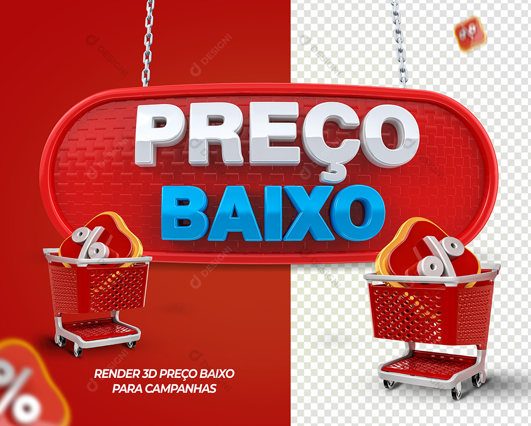 Preço Baixo Elementos 3D Supermercados Lojas Varejo PSD