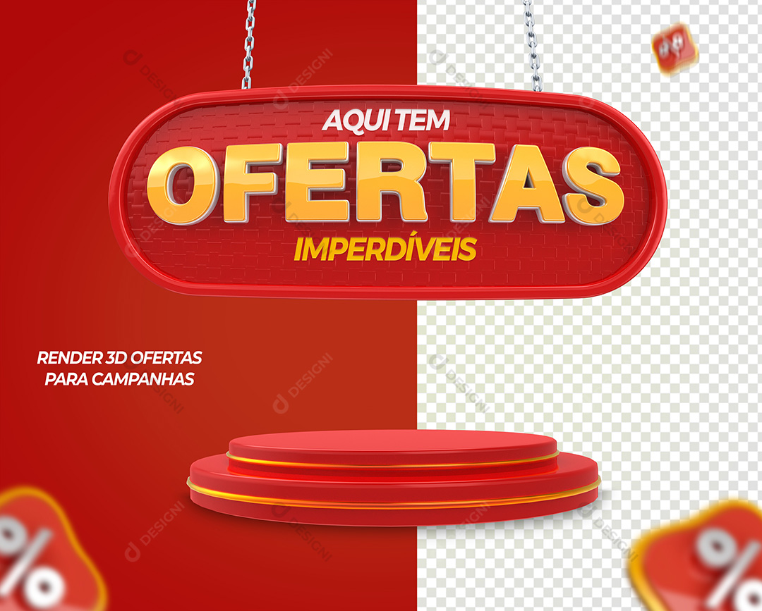 Aqui Tem Ofertas Elementos 3D Supermercados Lojas Varejo PSD