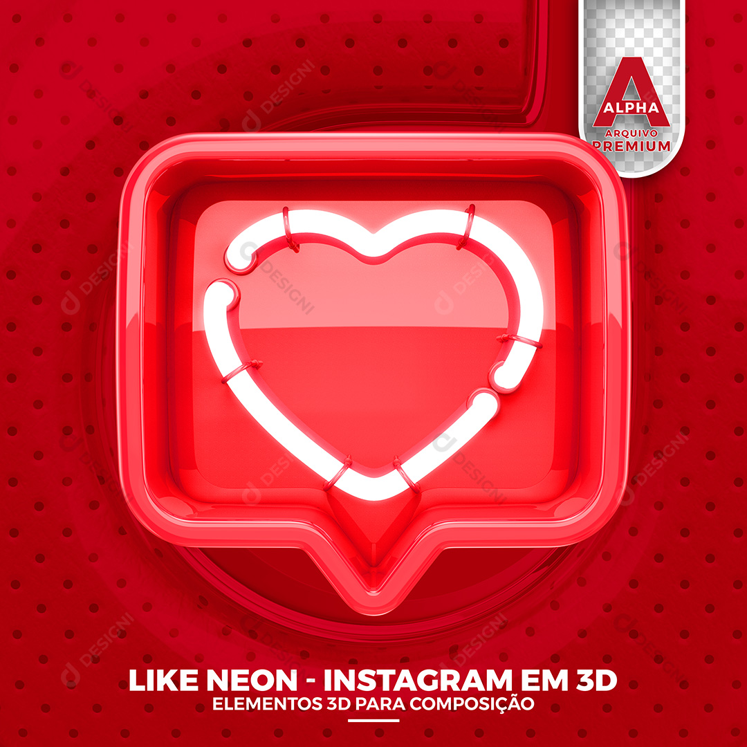 Like Instagram Elemento 3D PNG Transparente Sem Fudo