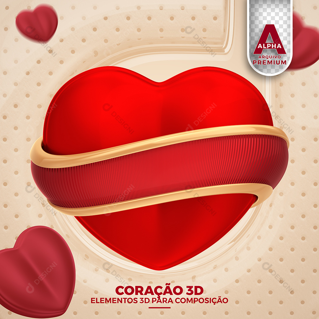 Coração 3D Composições PNG Transparente Sem Fundo