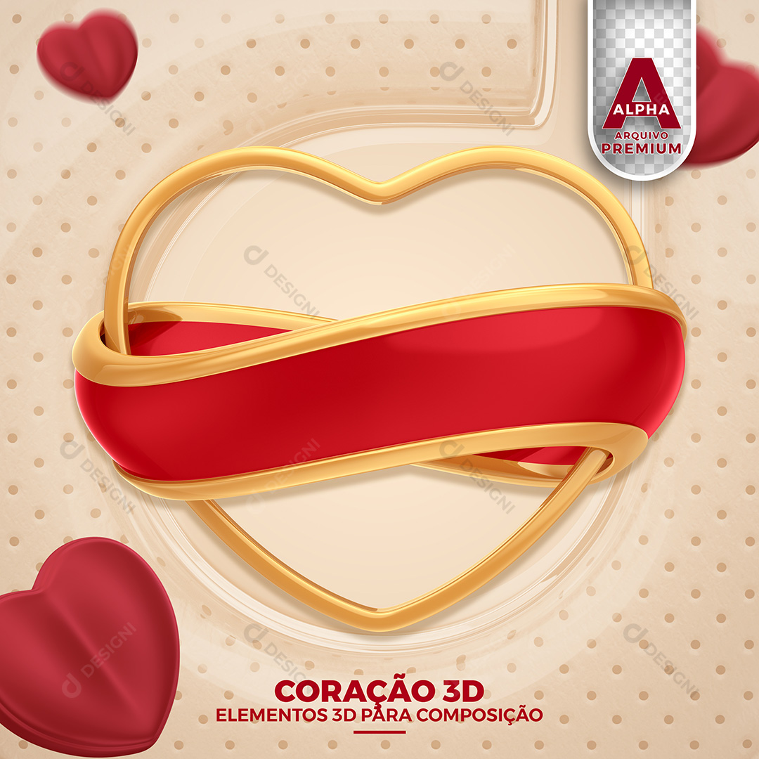 Coração 3D Vazado Composições PNG Transparente Sem Fundo