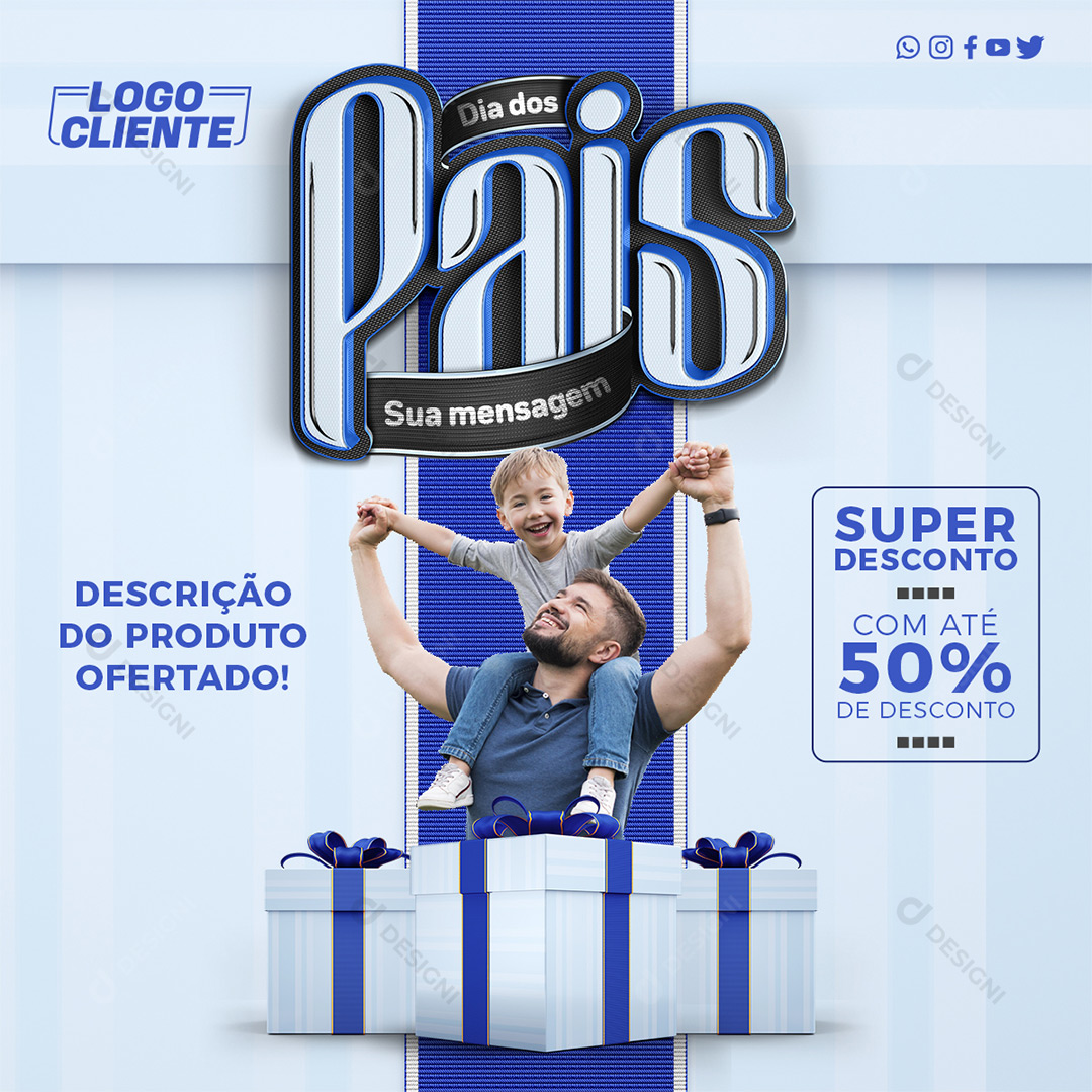 Social Media Feliz dia dos Pais PSD Editável