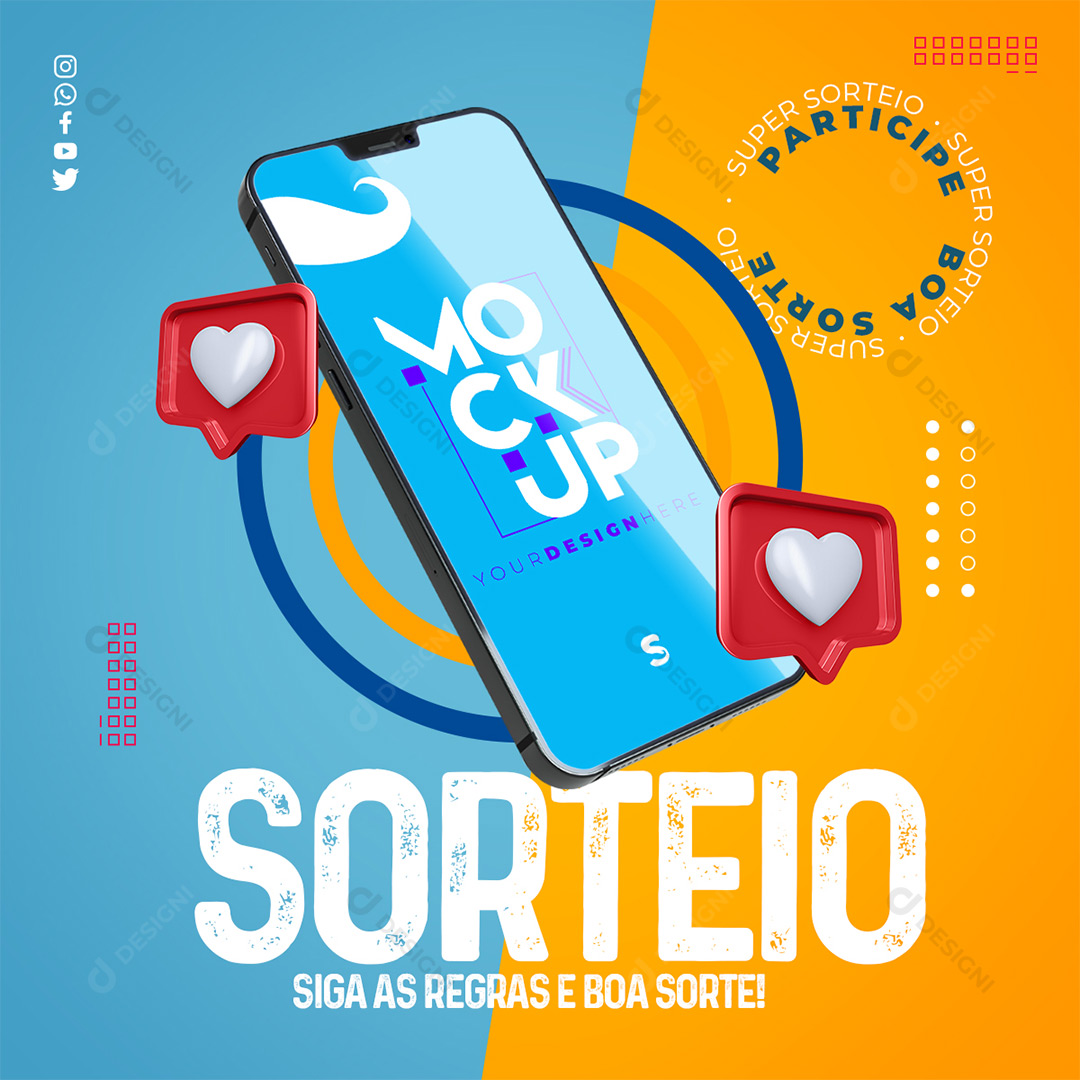 Sorteio Agencia Digital Smarthphone Mockup PSD Editável
