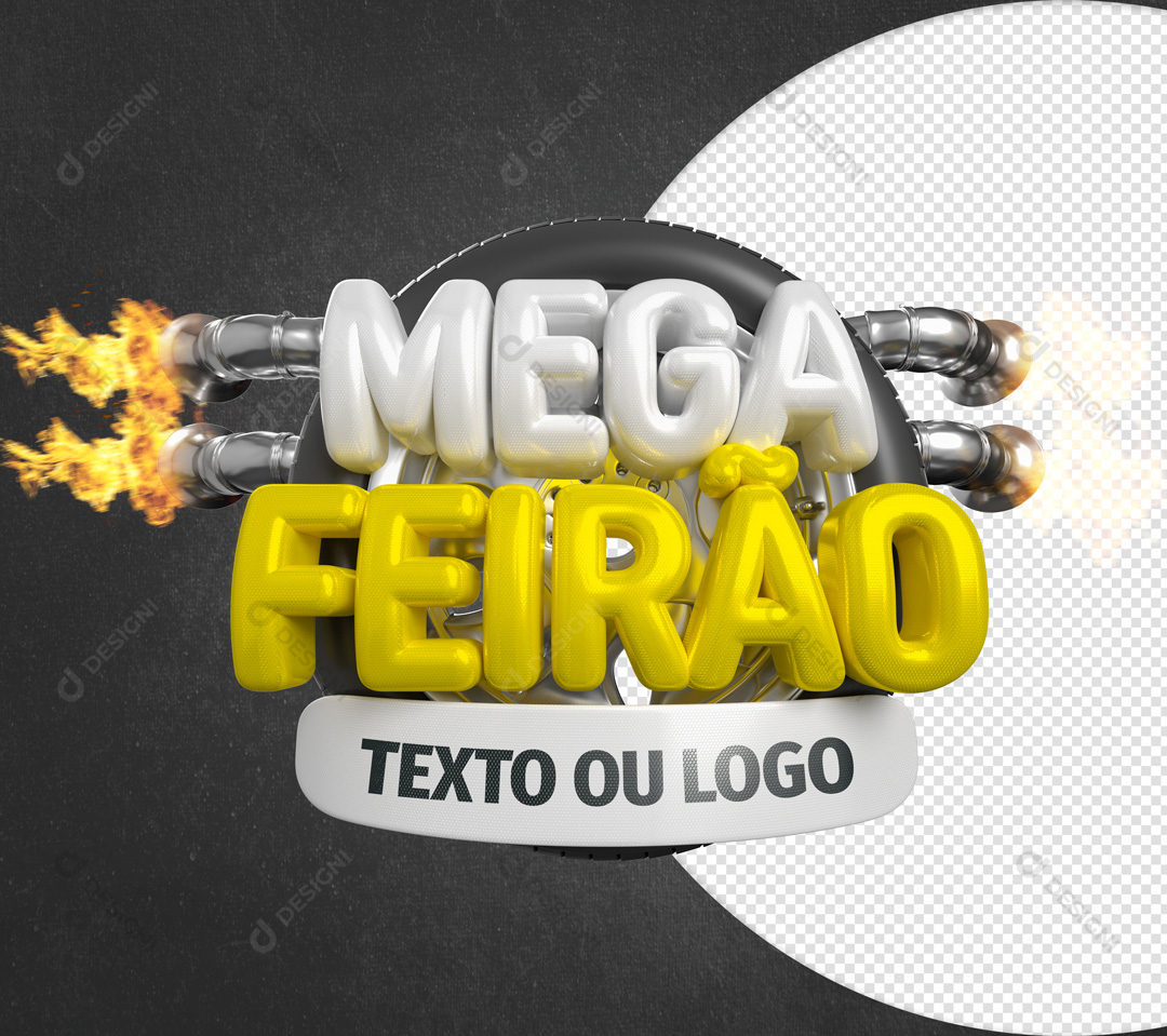 Selo 3D Mega Feirão PSD Elementos Texto Editável