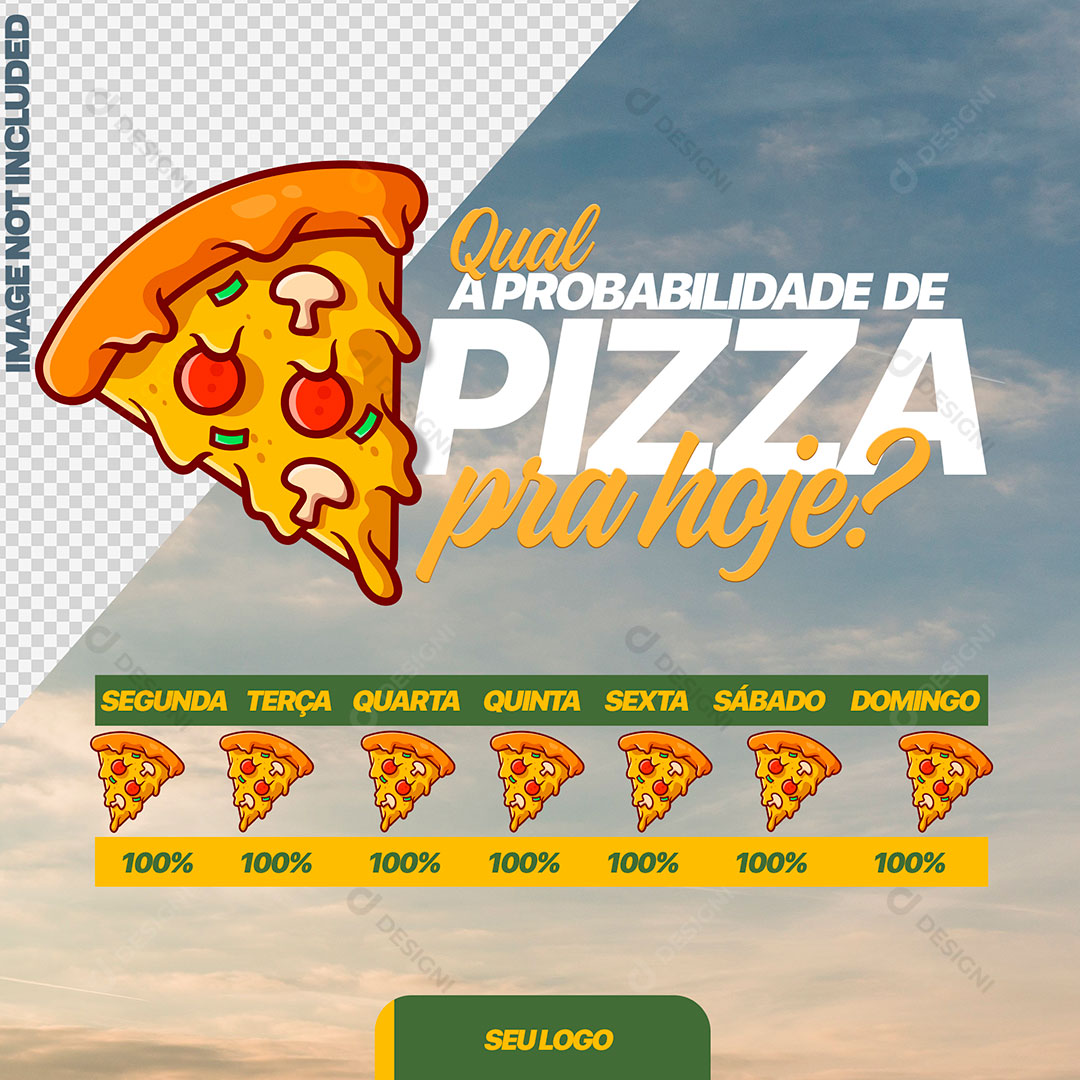 Pizzaria Qual a Probabilidade de Pizza Social Media PSD Editável