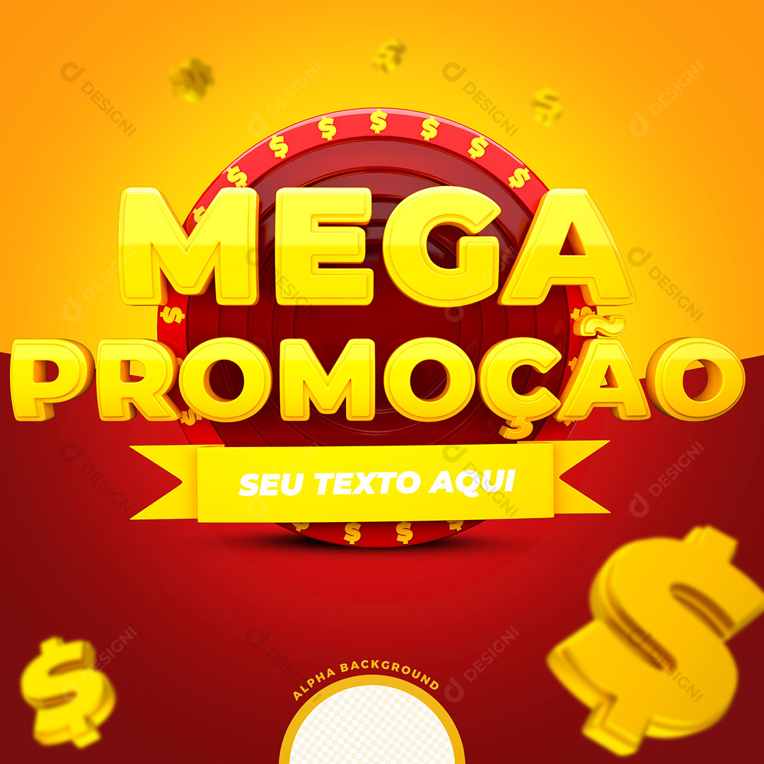 Selo 3D Mega Promoção PSD Texto Editável