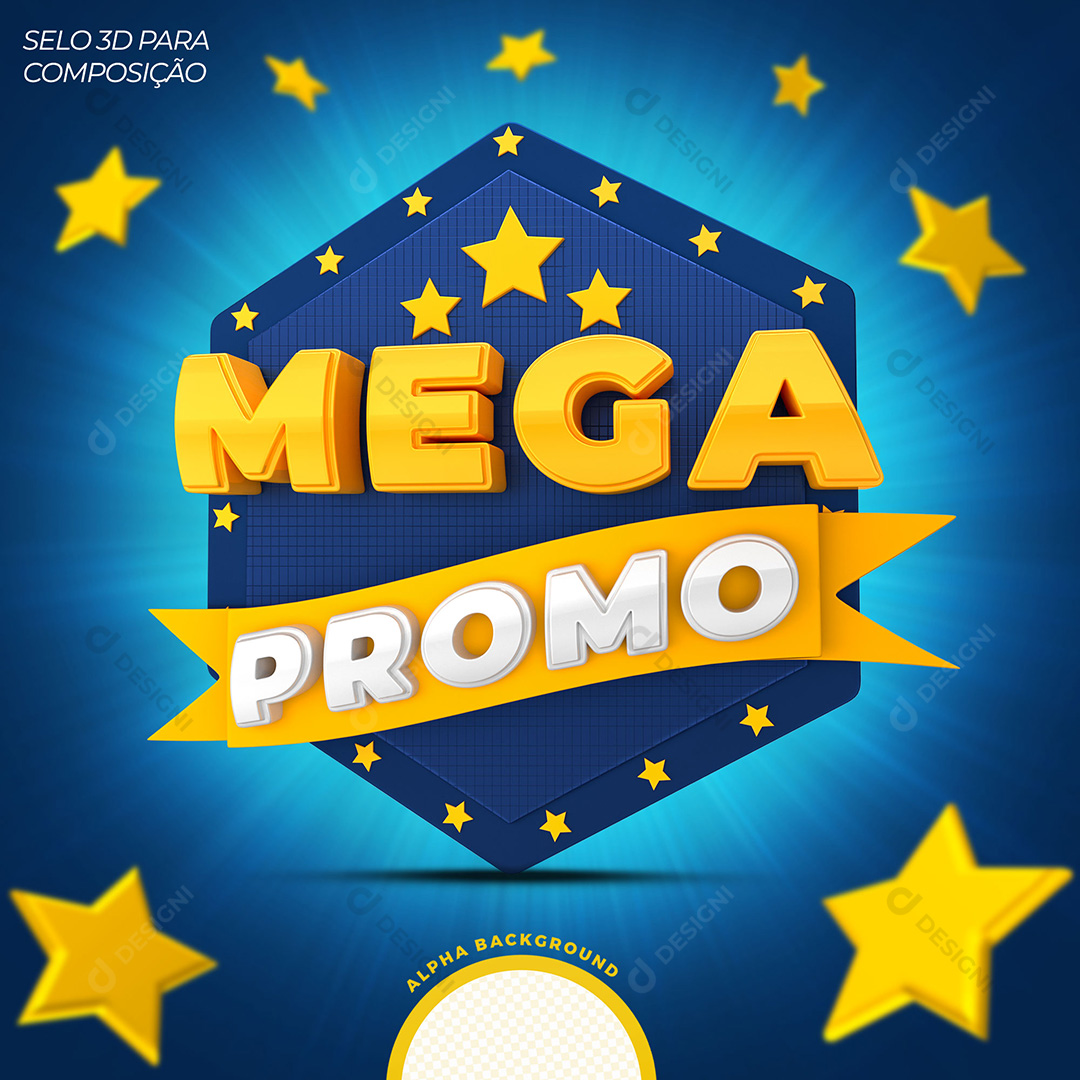 Selo 3D Mega Promo PNG Transparente Sem Fundo
