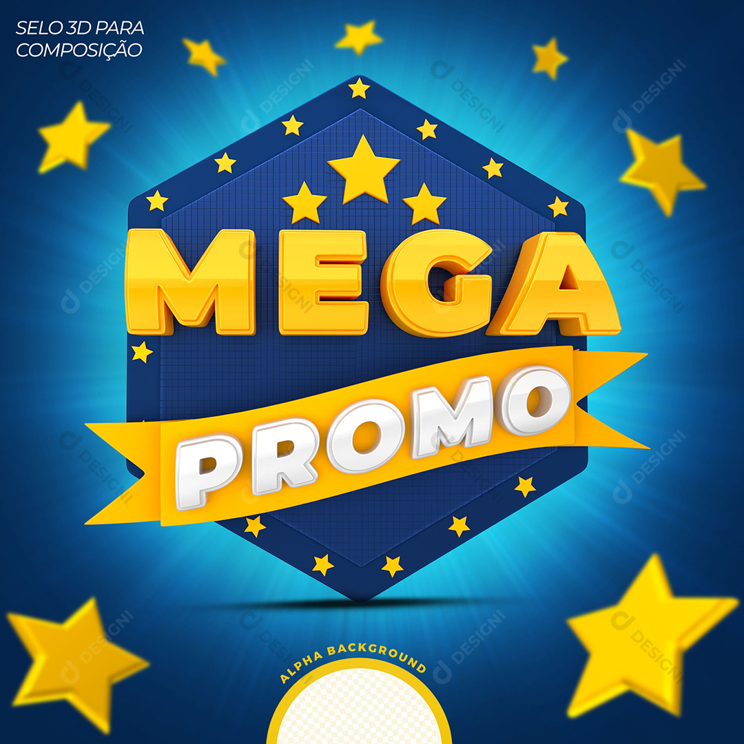 Selo 3D Mega Promo PNG Transparente Sem Fundo
