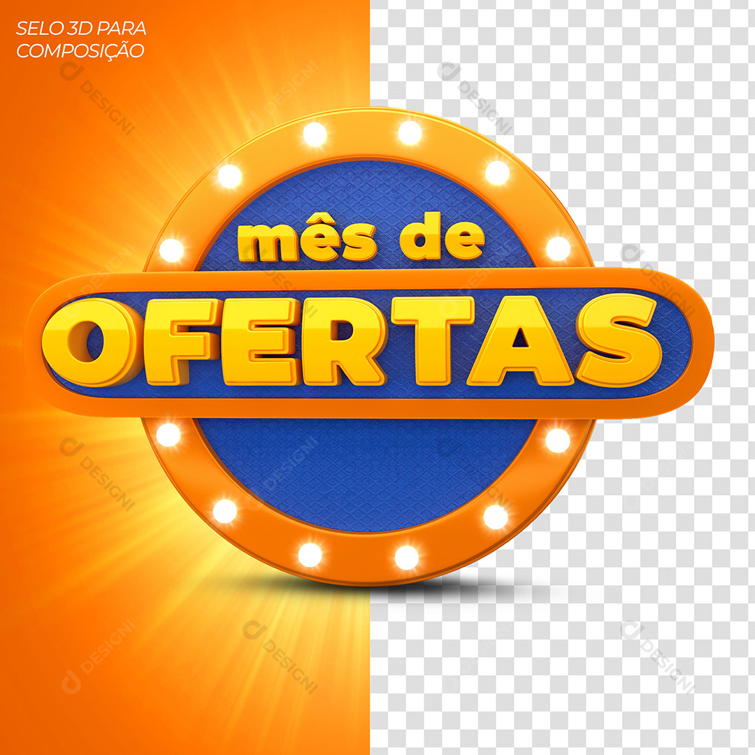 Selo 3D Mês de Ofertas Elementos PSD