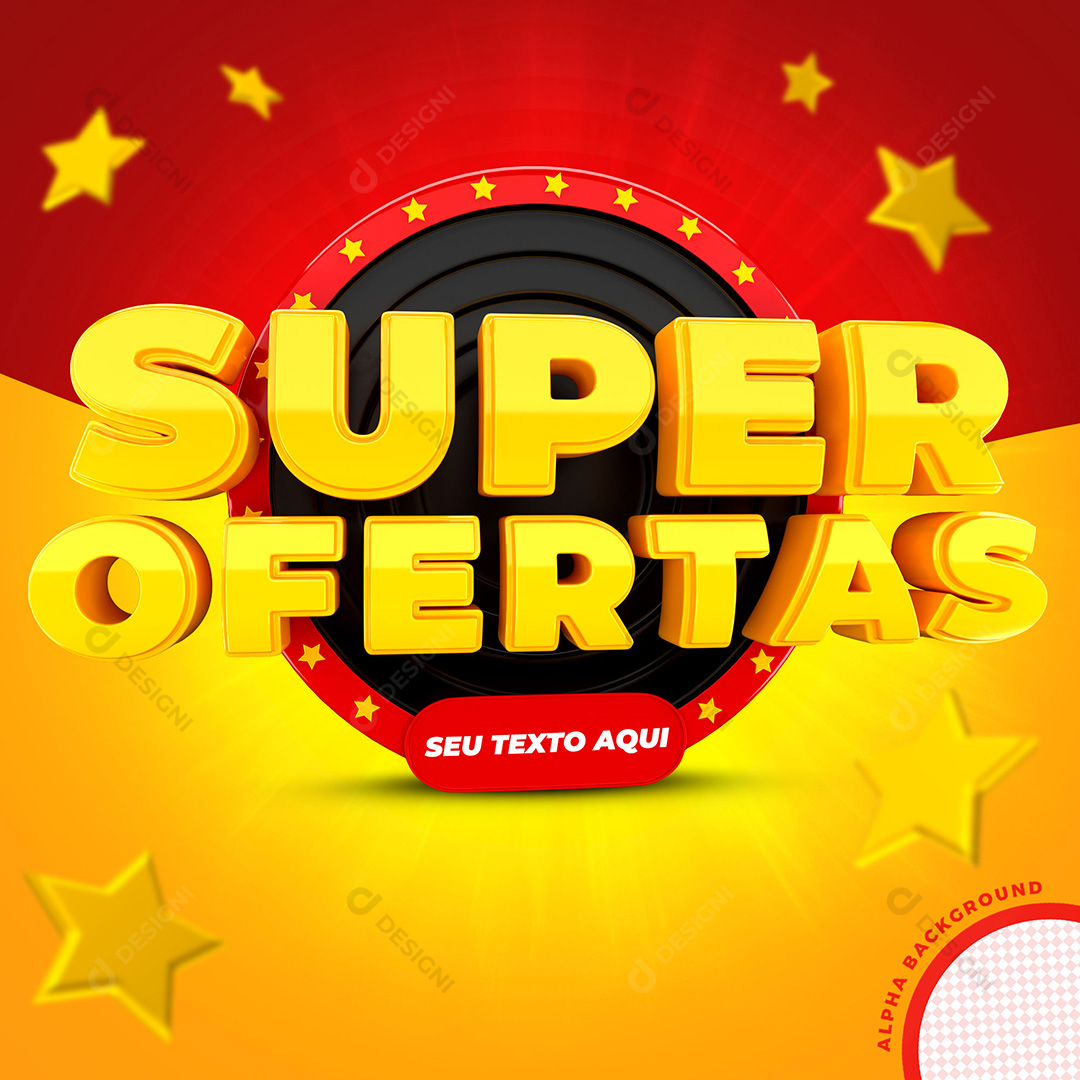 Selo 3D Super Ofertas Elementos PSD Texto Editável