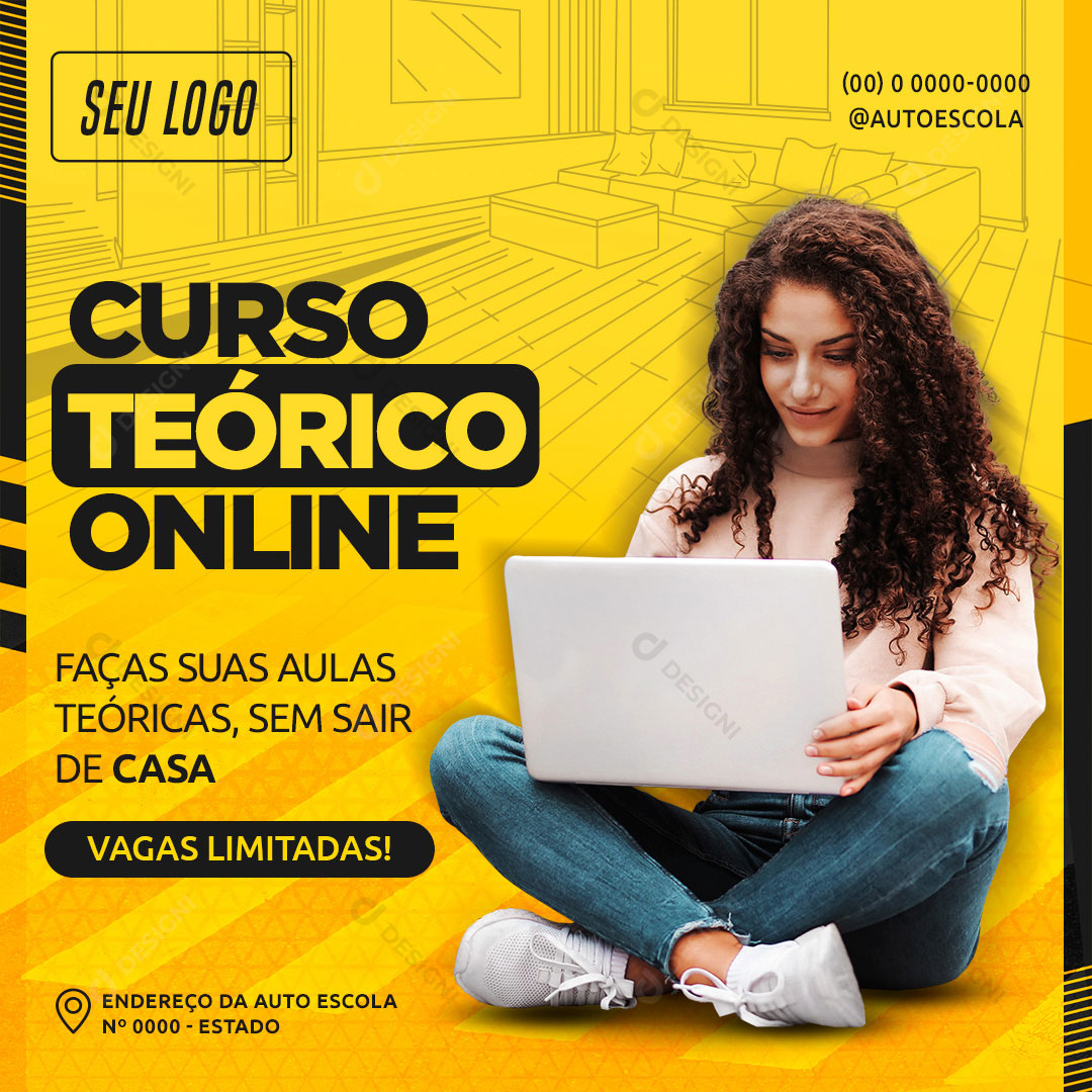 CHN Auto Escola Curso Teórico Online Social Media PSD Editável